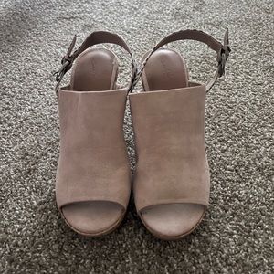 A New Day Target cork wedges. Tan suede and cheetah strap. Worn once. Size 8 1/2